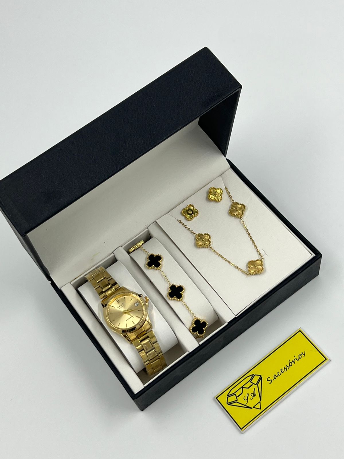 Conjunto de Pulseira Van cheef + colar e relogio Casio
