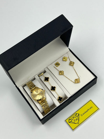 Conjunto de Pulseira Van cheef + colar e relogio Casio
