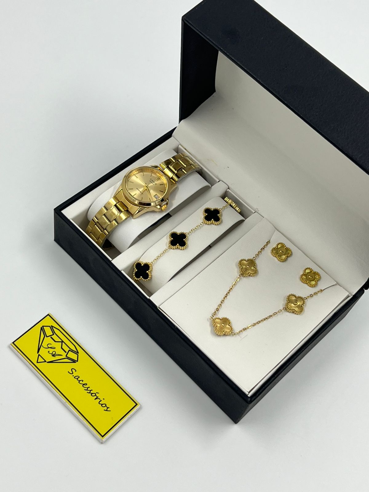Conjunto de Pulseira Van cheef + colar e relogio Casio